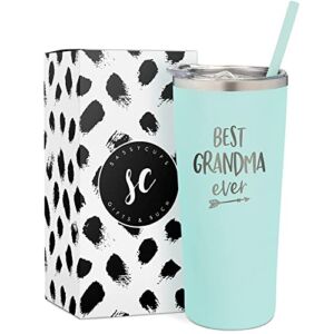 SassyCups Best Grandma Ever Tumbler | 22 Ounce Engraved Mint Stainless Steel Insulated Tumbler with Lid and Straw | Grandma Tumbler | New Grandma | Grandma Again | Birthday For Grandma | Grandma Bday