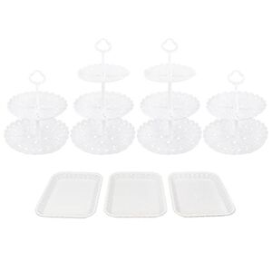 Set of 7 PCS Round Plastic Party Cake Stand and Cupcake Holder Fruits Dessert Display Plate Table Decoration for Baby Shower Wedding Birthday Party Celebration