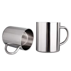 IMEEA Unbreakable Mugs for Kids Double Walled Camping Coffee Mugs 7.5oz/220ml Stainless Steel Mug with Handle, Set of 2