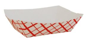 Southern Champion Tray 0413 #100 Southland Paperboard Food Tray, 1 lb Capacity, Red Check (Case of 1000)