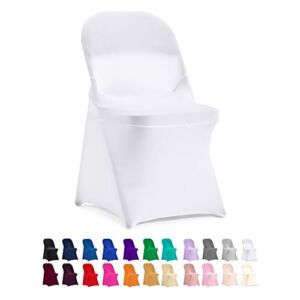 Peomeise Stretch Spandex Folding Chair Cover for Wedding Party Dining Banquet Event (White,12pcs)