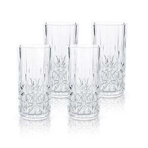 BELLAFORTE Shatterproof Tritan Tall Tumbler, Set of 4, 18oz – Myrtle Beach Drinking Glasses – Unbreakable Plastic Drinking Glasses for Gifting, Parties, New Year – BPA Free – Dishwasher Safe – Clear