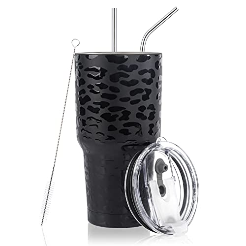artlion 30 oz Tumbler Insulated Tumbler with Straw Metal Tumblers Cup with Straws and Lid for Cold Hot Drinks (Black leopard) | The Storepaperoomates Retail Market - Fast Affordable Shopping
