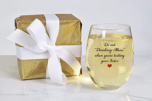 Drinking Alone Sister – 15oz Wine Glass, Funny Sister Birthday Gifts from Sister, Unique Gifts For Sisters, Gift Ideas For Sister, Sister In Law Birthday Gifts, Sister Gifts For Women, Sorority Sister | The Storepaperoomates Retail Market - Fast Affordable Shopping