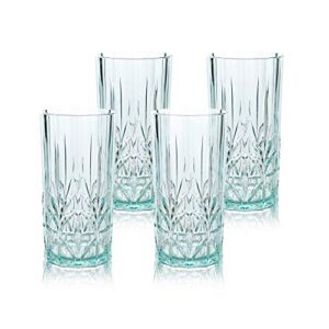 BELLAFORTE Shatterproof Tritan Tall Tumbler, Set of 4, 18oz – Myrtle Beach Drinking Glasses – Unbreakable Plastic Drinking Glasses for Gifting, Parties, New Year – BPA Free – Dishwasher Safe – Teal