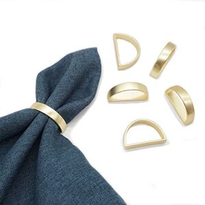 Gold Napkin Rings Set of 6, Metal Napkin Ring Holders for Weddings, Dinner Parties, Banquet, Christmas, Thanksgiving, Buffet Table Setting and Every Day Use (Semicircle)
