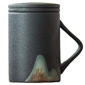 Mug Japanese Style,Pottery Teacup,with Infuser and Lid,9.2oz