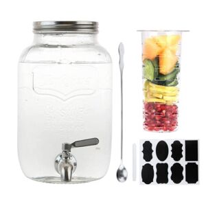 1-Gallon Glass Beverage Dispenser ,Accguan Drink Dispenser with Tin Lid and  Leak Free Spigot,Mason Drink Dispenser for Parties, Picnics, Barbecues and Daily,1 pack