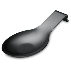 Matte Black Spoon Rest, Stainless Steel Spoon Holder for Stove Top, kitchen utensils Holder for Ladles, Tongs, Spatula, Stove Spoon Holder, Pot Lid Holder, Dishwasher Safe (1PC-9.5 Inch)