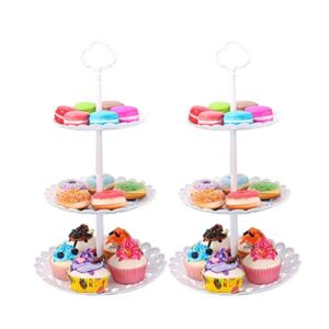 ZOAJU 2 Set of 3 Tier Cupcake Stand, Round White Dessert Stand Serving Tray for Wedding Birthday Party Baby Shower Tea Party