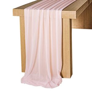 Lookein 10 Feet Blush Chiffon Table Runner Sheer Wedding Table Cloth 29×120 Inches Rustic Wedding Decorations French Chiffon Table Runner