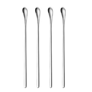 Delove Stainless Steel Coffee Stirring Spoon Beverage Cocktail Stirrers Stir Cocktail Drink Swizzle Stick- Mixing Spoon – Tiny Salt Condiment Spoon – Reusable – Set of 4 (7.6-Inch)