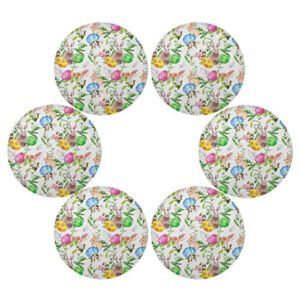 Easter Placemats Easter Bunny Eggs in Grass Flowers Round Placemats Set of 6 for Kitchen Table Washable Kitchen Table Mats Place mats