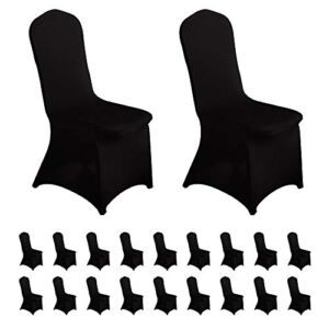 20pcs Spandex Chair Cover Stretch Slipcovers for Wedding Party, Dining Banquet Chair Decoration Covers by LZY (Black, 20)