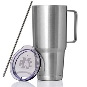 XPAC 44 Ounce Double Vacuum Wall Stainless Steel Tumbler with Lid, Stainless Steel With Handle and Metal Straw, Fits in a 3.5″ Wide Car Beverage Holder