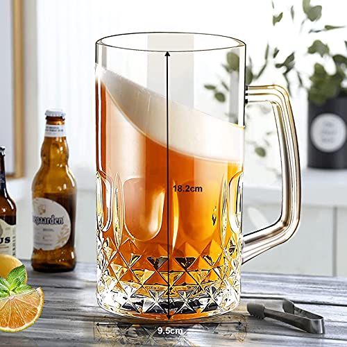 Momugs 32 Ounces Beer Stein Mugs – 2 Pack Extra Large German Style Clear Tall Beer Glasses for Men – Heavy Duty Thick Glass With Handle | The Storepaperoomates Retail Market - Fast Affordable Shopping