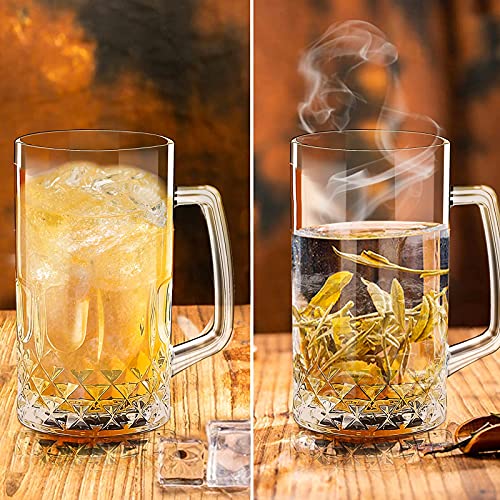 Momugs 32 Ounces Beer Stein Mugs – 2 Pack Extra Large German Style Clear Tall Beer Glasses for Men – Heavy Duty Thick Glass With Handle | The Storepaperoomates Retail Market - Fast Affordable Shopping