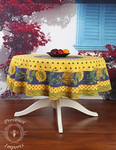 Tournesol Yellow 70″ Round French Provencal Polyester Tablecloth