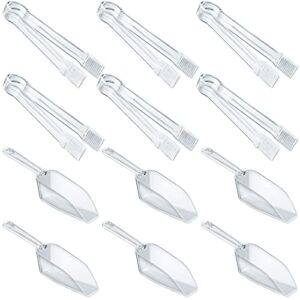 Plastic Serving Tongs Mini Kitchen Tongs Kitchen Tongs Utility and Plastic Kitchen Scoops Clear Ice Scoop Mini Clear Buffet Scoop for Candy Dessert Buffet Ice (12)
