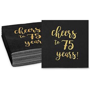 75 Birthday Party Cocktail Napkins, Cheers to 75 Years (5 x 5 In, 50 Pack)
