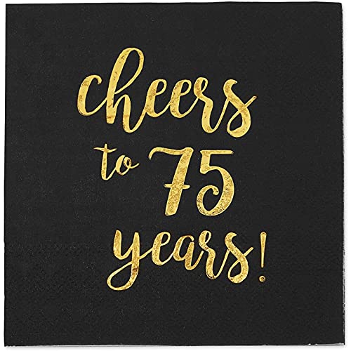 75 Birthday Party Cocktail Napkins, Cheers to 75 Years (5 x 5 In, 50 Pack) | The Storepaperoomates Retail Market - Fast Affordable Shopping