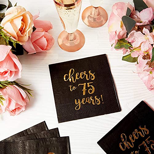 75 Birthday Party Cocktail Napkins, Cheers to 75 Years (5 x 5 In, 50 Pack) | The Storepaperoomates Retail Market - Fast Affordable Shopping