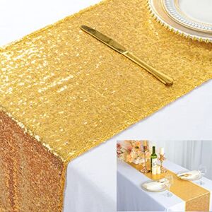 ShinyBeauty 12×72-Inch Rectangle-Gold-Sequin Table Runner- for Wedding/Party/Decor (12×72-Inch)