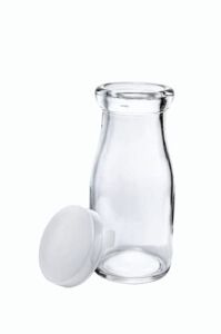 Old Fashioned Heavy Glass Half Pint Milk Bottle, Decanter Cream Server. With Lid (1 pack)