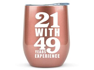 70th Birthday Gifts for Women – 12oz Wine Tumbler Mug – Unique Funny, Gift for Her, Turning 70