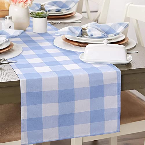 tiosggd Gingham Table Runner Light Blue and White, Buffalo Plaid Check Tablecloth 72 Inches Long Table Decor, Party Suppliers for Farmhouse Rustic Holiday Birthday Wedding Party Decorations | The Storepaperoomates Retail Market - Fast Affordable Shopping