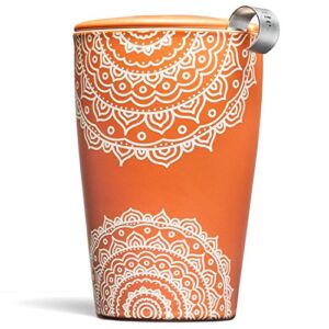 Tea Forte Kati Cup Chakra, Ceramic Tea Infuser Cup with Infuser Basket and Lid for Steeping Loose Leaf Tea