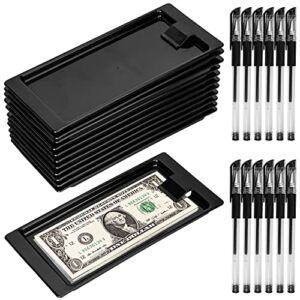 GOLETIO 12 Pack Black Check Holder Tip Trays with 12 Ink Pens – Check Presenters for Restaurants, Cafes, Bars, Hotels and Dining – Holds Receipts, Cash, Credit Cards