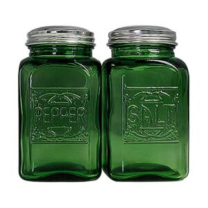 Ritadeshop Depression Style Glass Salt and Pepper Shakers (Green)