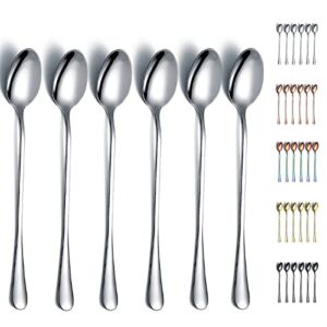 Iced Tea Spoons, Kyraton Stainless Steel 7.5″ Long Handle Mixing Spoon, Coffee Spoon, Stirring Bar Spoon, Cocktail Spoon, Latte Spoon Pack of 6