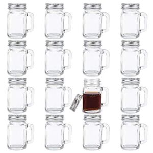 Kingrol 16 Pack 2 oz Mini Mason Jar Shot Glasses with Lids, Glass Favor Jars for Drink, Dessert, Candle, Craft