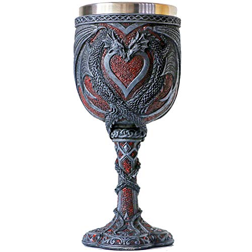 Medieval Double Dragon Wine Goblet – Valentines Dungeons and Dragons Wine Chalice -7oz Stainless Steel Drinking Cup – Romantic Novelty Gothic Gift Party Idea Goblets Present for Girl Girlfriend Wife | The Storepaperoomates Retail Market - Fast Affordable Shopping