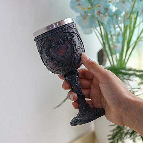 Medieval Double Dragon Wine Goblet – Valentines Dungeons and Dragons Wine Chalice -7oz Stainless Steel Drinking Cup – Romantic Novelty Gothic Gift Party Idea Goblets Present for Girl Girlfriend Wife | The Storepaperoomates Retail Market - Fast Affordable Shopping