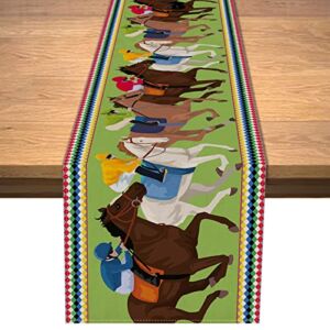 Kentucky Derby Table Runner Horse Racing Table Cover Linen for Party Holiday Dining Room Kitchen Home Decoration