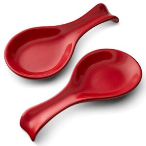 Spoon Rests, Ceramic Make, by KooK, Set of 2 (Red)