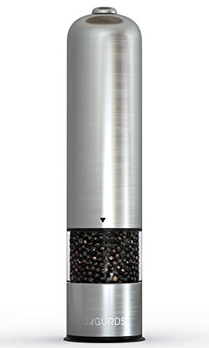 JAGURDS Electric Salt and Pepper Grinder Set – Automatic, Refillable, Battery Operated Stainless Steel Spice Mills with Light – One Handed Push Button Peppercorn Grinders and Sea Salt Mills | The Storepaperoomates Retail Market - Fast Affordable Shopping