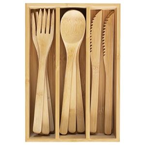 Totally Bamboo 12-Piece Reusable Bamboo Flatware Set with Portable Storage Case, Dishwasher Safe