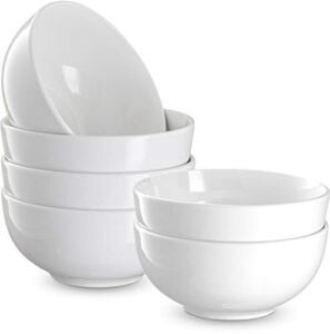 KooK Soup Bowls, Ceramic Make, Holds 4 Oz, Perfect for Cereal, Desserts, Salads, Oatmeal, Set of 6, White
