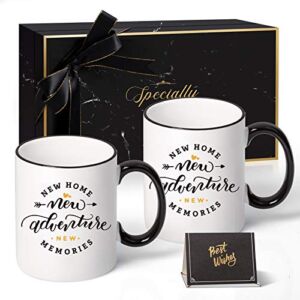 House Warming Presents for New Home- NEW HOME NEW ADVENTURE NEW MEMORIES – Housewarming Gifts New Home for Women, Men, Him, Her, Ceramic Coffee Mug Tea Cup 11 Oz with Gift box (Double)