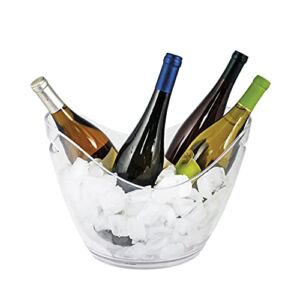True Wine & Champagne Bucket | Clear Ice Beverage Tub – Indoor & Outdoor Drink Bucket for Parties – 4 Bottles Capacity Champagne & Wine Chiller Bucket – 14″ x 10.25″ x 10.25″
