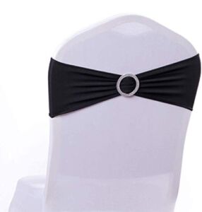 Tosnail 50 Pack Spandex Chair Sashes Wedding Chair Decoration Party Chairs Covers – Black