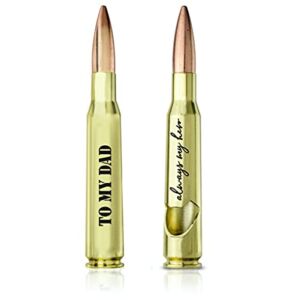 Birthday Gifts for Dad from Daughter or Son – Engraved ‘To my Dad Always my Hero’ – 50 Cal Bottle Opener I Dad Gifts from Son I Dad Gifts from Daughter