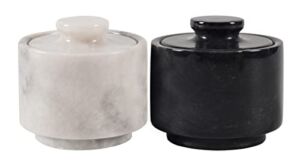 Marblous Krafts stylish marble white and black 3.5 oz salt cellar, Trinket Box and Condiment Pots 3″ X 3″ Kitchen décor Salt Pepper Bowls salt container, pinch pots tea containers