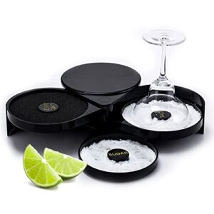 3-Tier Bar Glass Rimmer, Margarita Salter Bar Accessories for Bloody Mary and Gimlets, Black