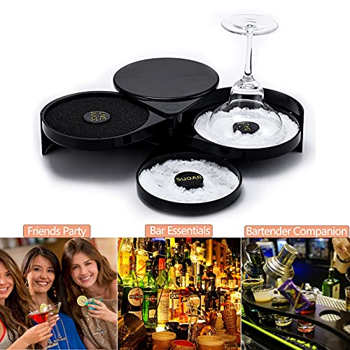 3-Tier Bar Glass Rimmer, Margarita Salter Bar Accessories for Bloody Mary and Gimlets, Black | The Storepaperoomates Retail Market - Fast Affordable Shopping