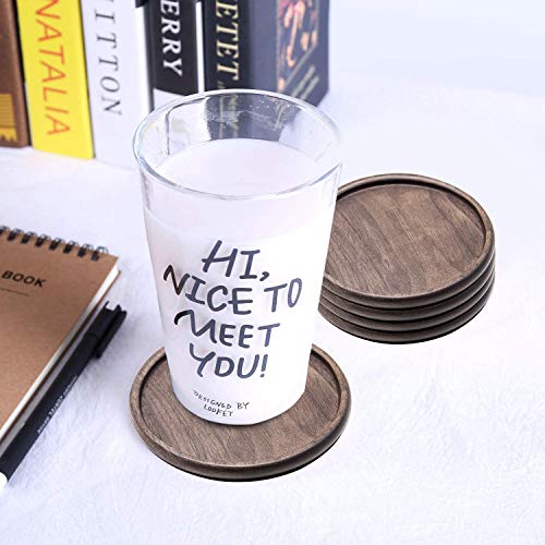 Wood Drink Coasters with Metal Holder, GOH DODD 4 Inch 8 Pieces Wooden Coasters Cup Coaster Set for Bar Kitchen Home Apartment, Walnut Wood | The Storepaperoomates Retail Market - Fast Affordable Shopping